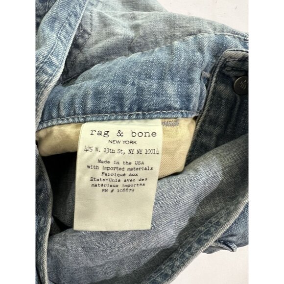 Rag & Bone Patched Short Dungaree in Crystal Wash - Picture 6 of 6